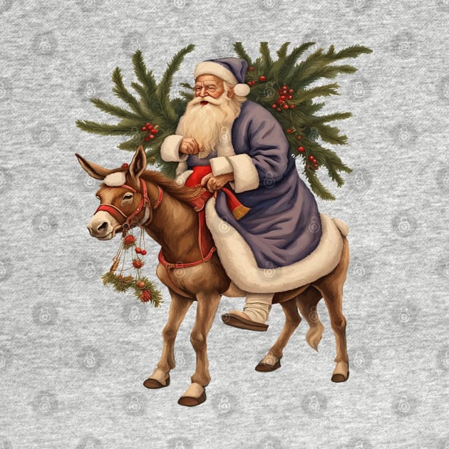 Olde German Father Christmas Riding A Donkey Cut Out by taiche